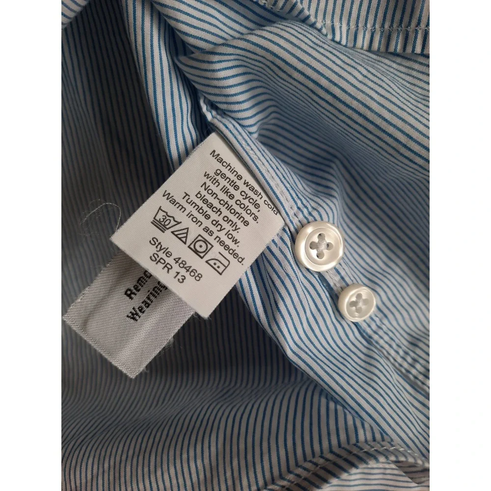 J.Crew Light Weight Shirt Mens Large Slim Fit Striped Blue Long Sleeve Cotton